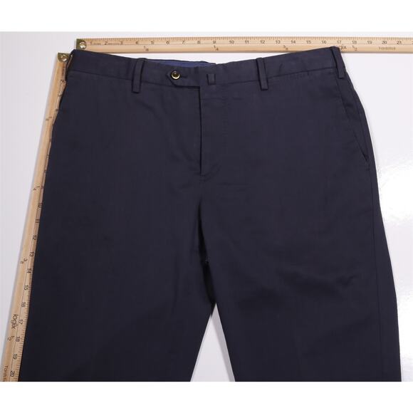 PT01 Slim Fit Stretch Mens Blue Gray Flat Front Cotton Silk Dress Pants 34x28 - Picture 4 of 8